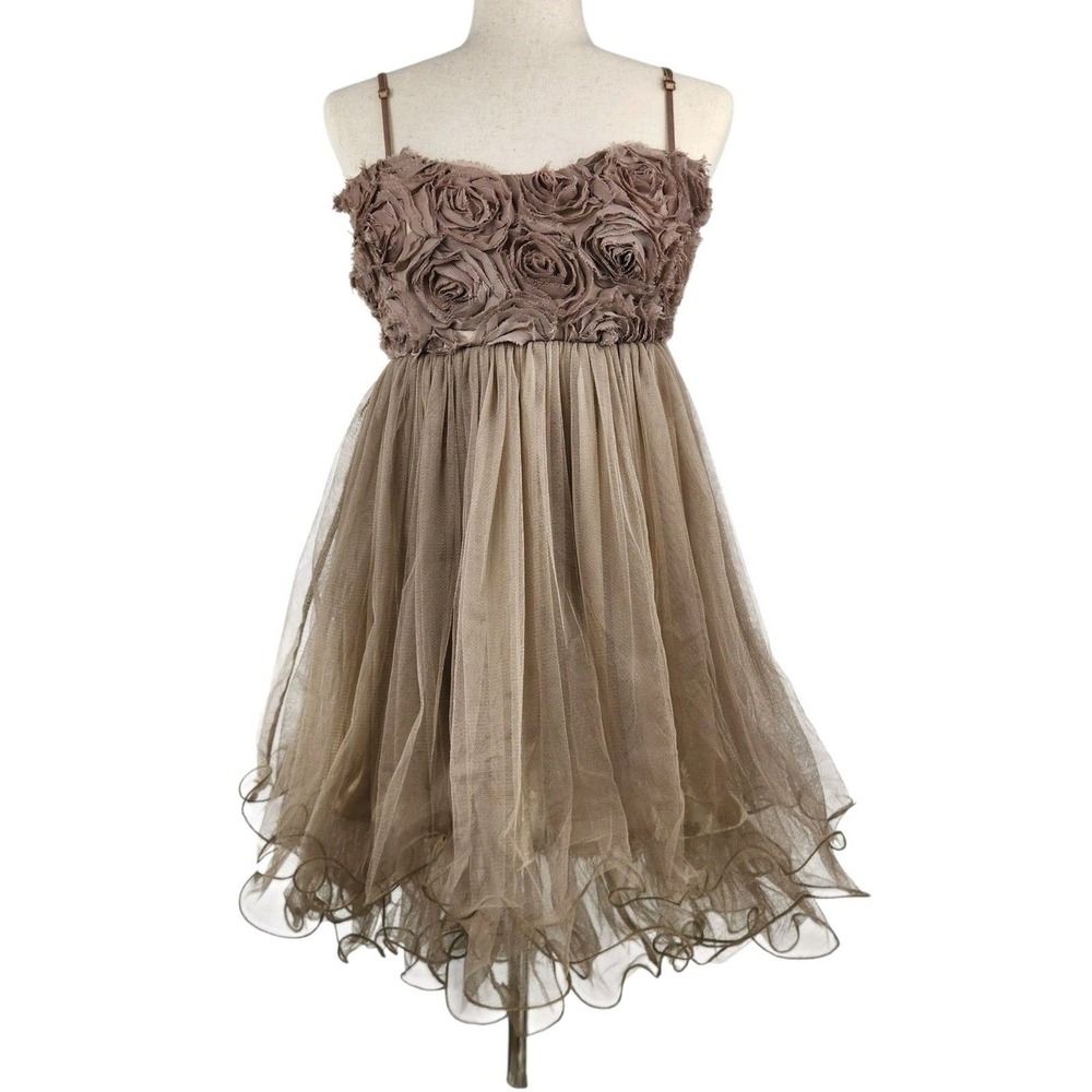 VTG Rue21 Party Dress Large Fairy Whimsigoth Coquette Tulle Rosettes Flowy Angel